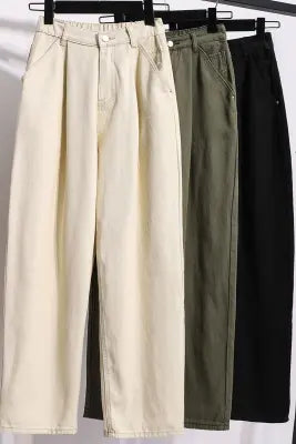 Celebrity Wind College Custom Spring and Summer Apricot Color Straight Leg Plus Size Plus-size Sister Kuo Leg Japanese Style Casual Mopping Pants Women