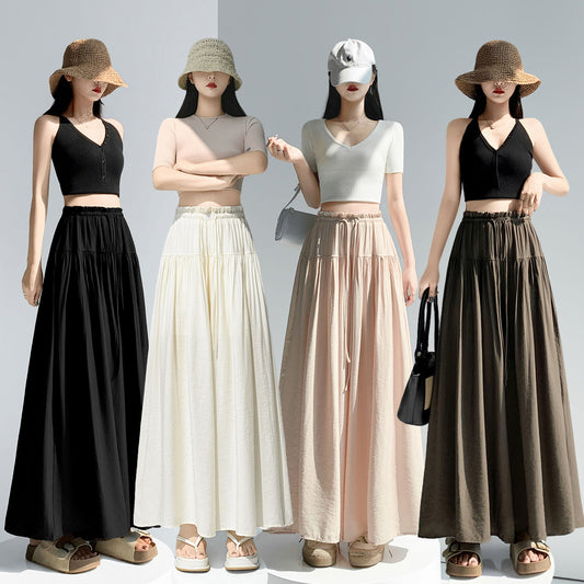 Ice Silk Cotton Linen Wrinkles Culottes Women 2026 Summer Lazy Casual pants Loose Fit Slimming Cropped Wide Leg Pants