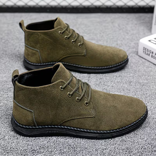 Men'S Shoes Autumn Trendy Versatile Casual Flat Shoes Slip-On Men'S Shoes Lightweight Soft Sole Mid-Top Trendy Shoes