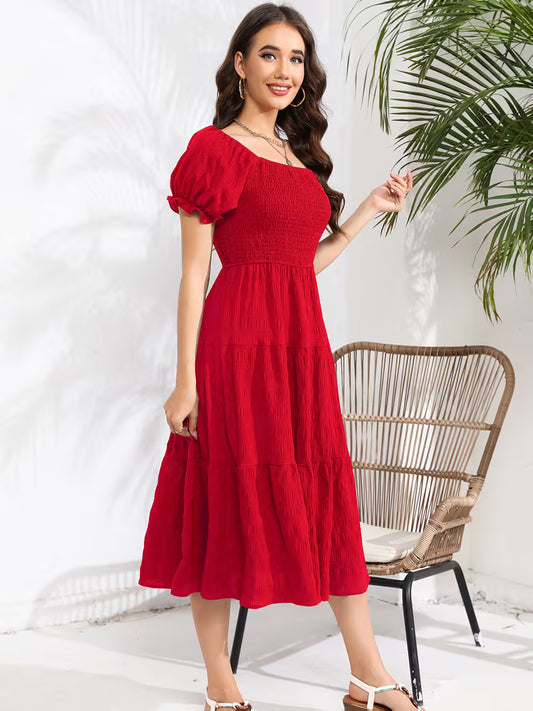 Ladies summer Dress Solid Color Two-Wear Dress